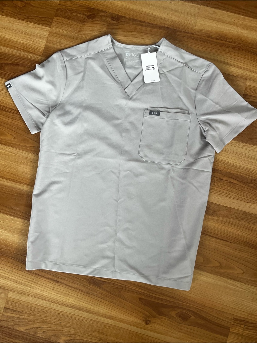 Figs V-Neck Scrub Top in Light Gray